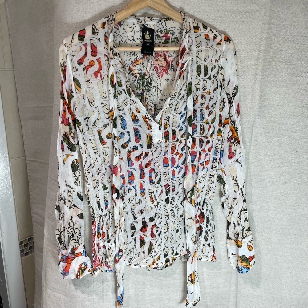 Desigual White and Multicolor Blouse